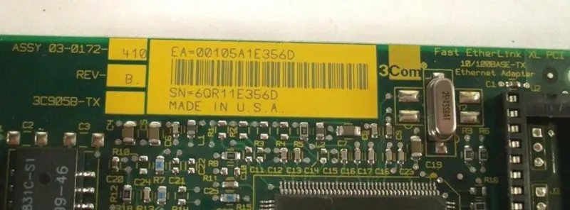 3Com Fast EtherLink XL PCI 3C905B-TX 03-0172-410 REV B Adaptor Ethernet 10/100BASE-TX