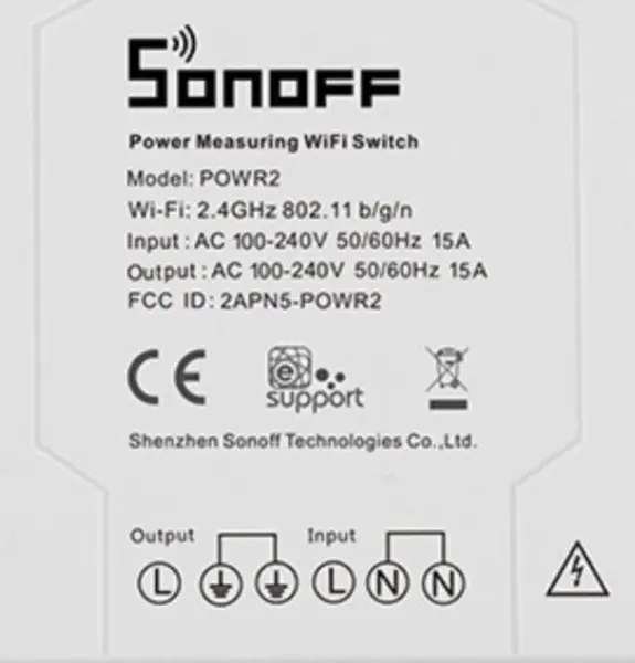 SONOFF Pow R2 Comutator WiFi cu măsurarea consumului de energie Comutator de alimentare WiFi 15A Smart Wifi Switch Controller