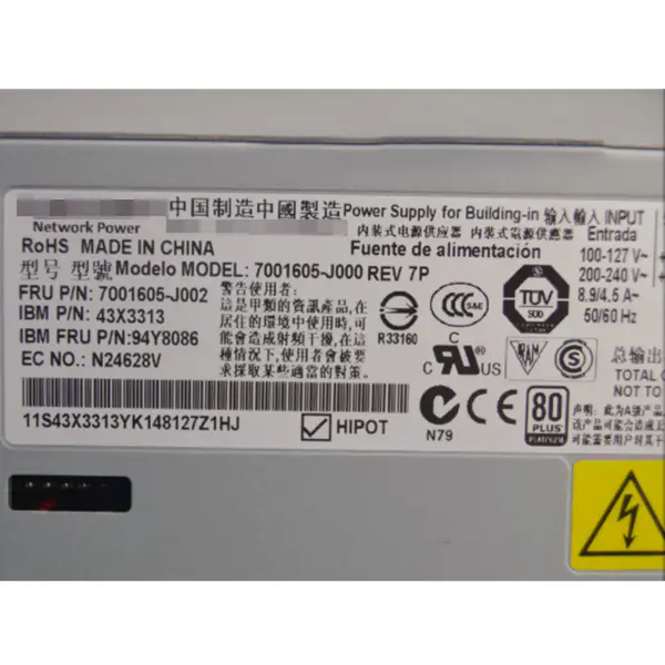 750W 94Y8086 43X3313 pentru sursa de alimentare a serverului IBM X3650M4 X3550M4
