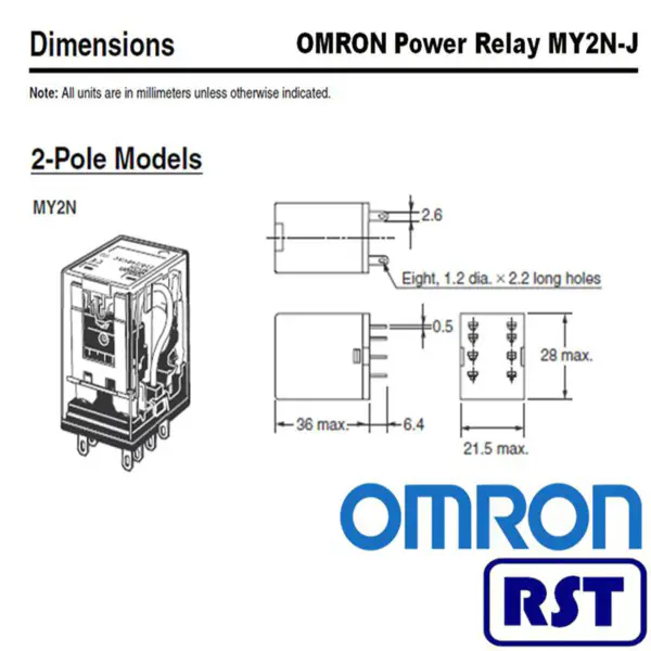 Omron 12v DPDT PCB 220/240VAC Releu de blocare