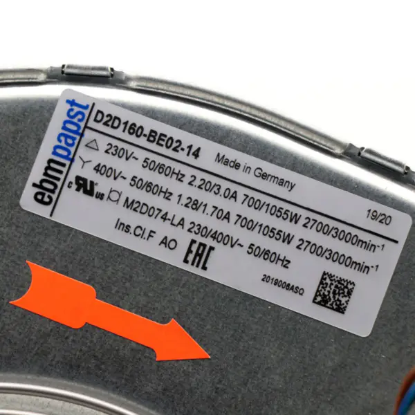 Original Germania Nou Ebmpapst D2D160-BE02-14 160mm 230VAC 2.2A 700W 2700RPM Ventilator centrifugal de răcire
