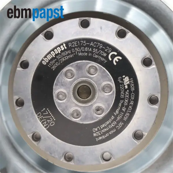 Ebmpapst R2E175-AC79-29 175mm 115VAC 55/70W 2600RPM IP44 Ventilator centrifugal de răcire