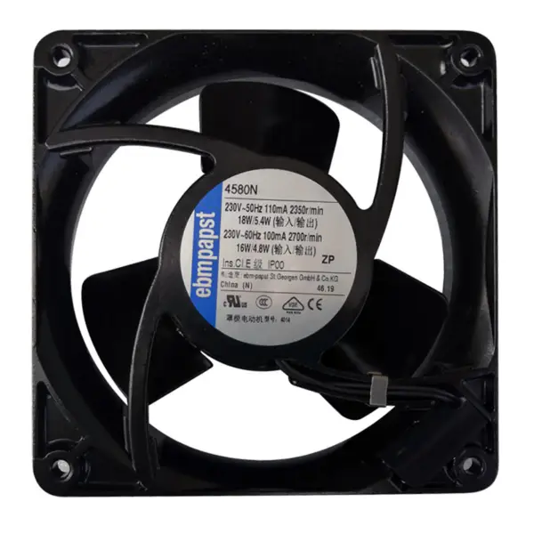 119 x 119 x 38mm 230 V AC debit de aer 123m3 / h 2350 rpm 4580N Rulment cu manșon ebm papst ventilator de răcire