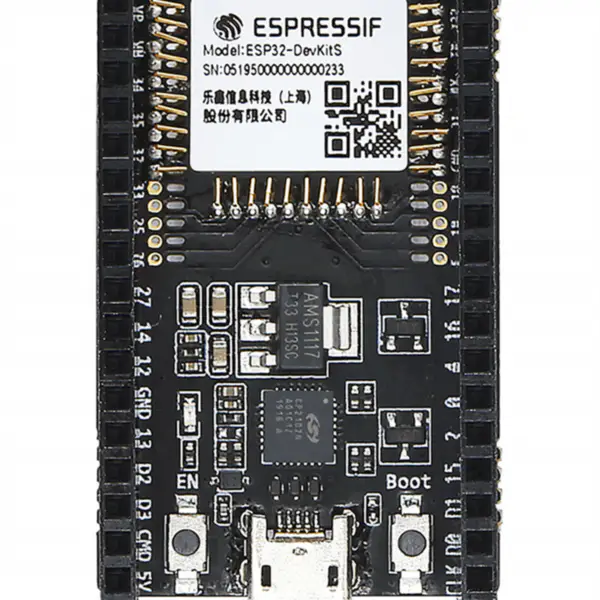 ESP32-DevKitS(-R) este o combinație a două nume de plăci: ESP32-DevKitS și ESP32-DevKitS-R. Cu un modul montat, ESP32-DevKitS