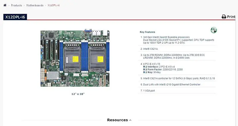 X12dpl-i6 Pentru placa de baza Supermicro Lga-4189 Xeon Scalable Processors Pci-e 4.0 Sata3 (6 Gbps) Dual Lan Cu Intel I210