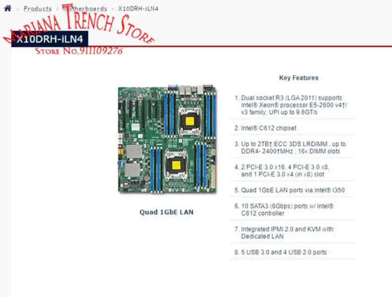 X10drh-iln4 pentru placa de baza Supermicro Lga2011 E5-2600 V4/v3 Family Ddr4 Ipmi 2.0
