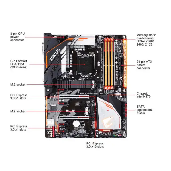 H370 Aorus Gaming 3 Wifi pentru placa de bază Gigabyte Lga1151 H370 Ddr4 64gb Core I7/i5/i3 Atx