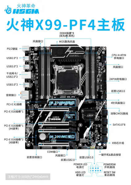 Hsgm X99-pf4 Suport 22nm Procesor Server Universal Pci-e 3.0 Placă de bază pentru computer