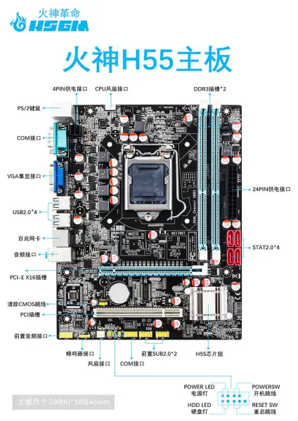 Hsgm H55 Placa de baza Desktop Computer Desktop Placa de baza Lga 1151 Cpu Socket Placa de baza