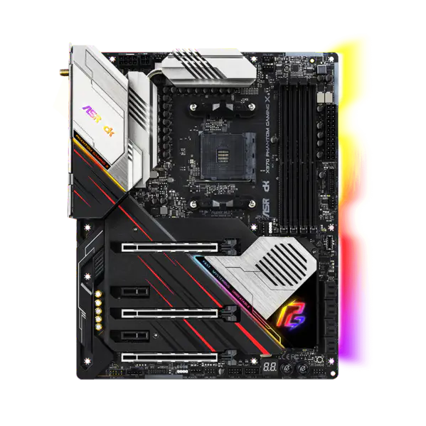 AsRock Placă de bază Am4 Socket 2000 3000 4000 G-series 5000 și 5000 G-series Cpu X570 Phantom Gaming X