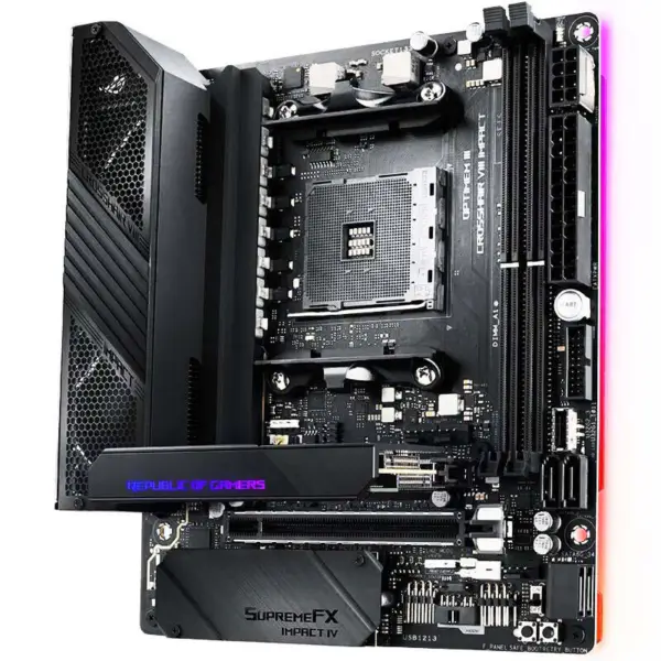 Asus Rog Crosshair Viii Impact X570 Argb Placă de bază Gaming Procesor Suport 5800x 5900x 5950x