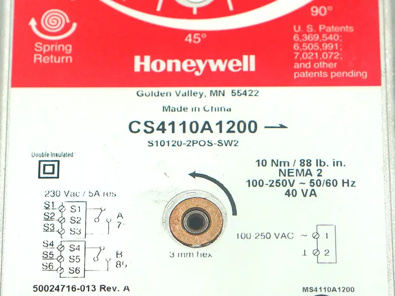 Honeywell CS4110A1200 Dispozitiv de acționare a supapei clapetei