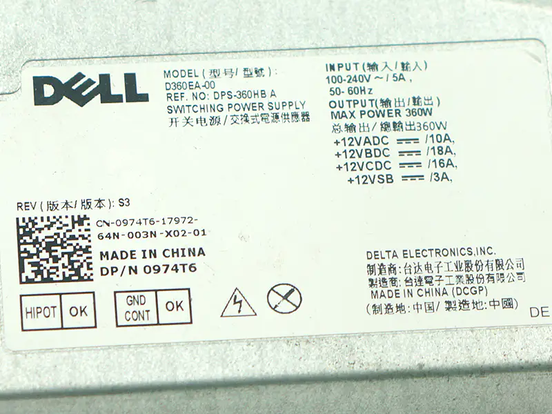 Pentru Dell Precision 5720 Workstation AIO Sursă de alimentare D360EA-00 974T6 360W