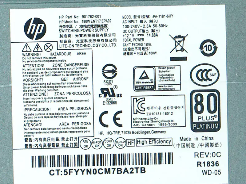 Sursă de alimentare HP PA-1181-6HY D16-180P1B