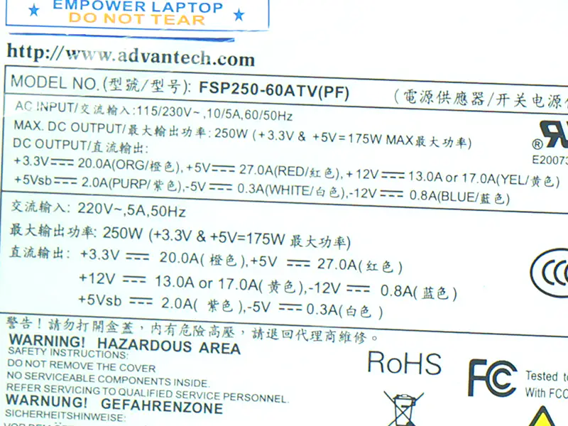 PSU pentru FSP Advantech ATX -5V 610L 250W sursă de alimentare FSP250-60ATV(PF) FSP250-60GTV PS8-250ATX-ZE
