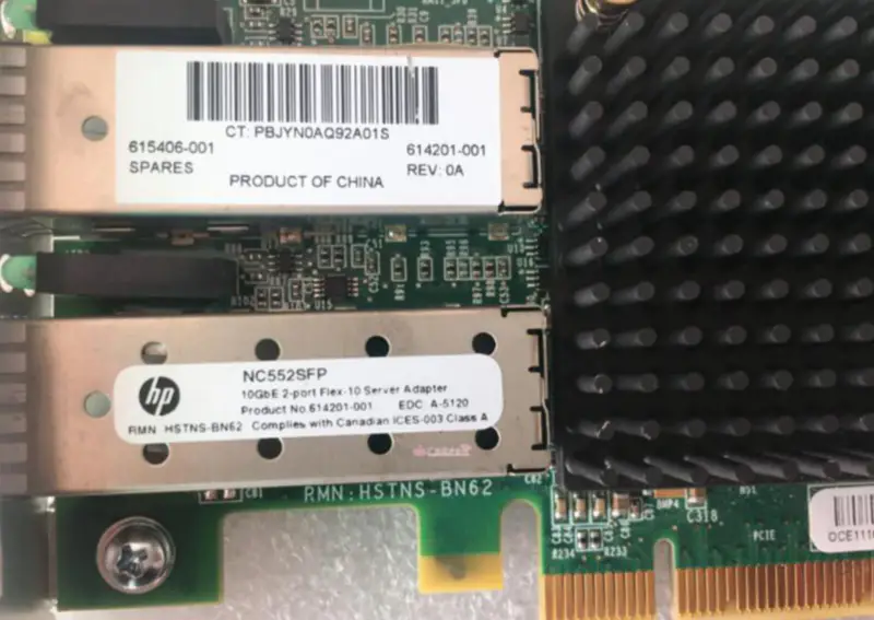 HP NC552SFP 10GbE 2-Port Ethernet Server Adapter 614203-B21 615406-001 614201-001