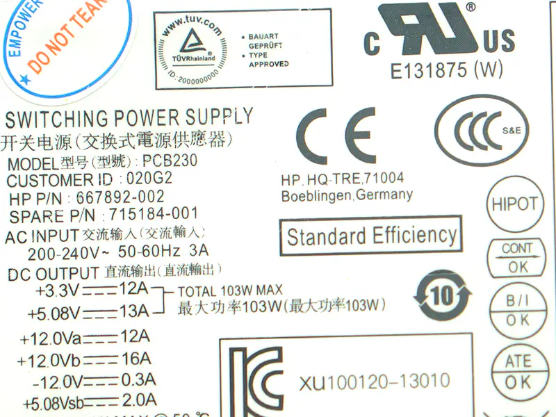 Sursă de alimentare HP D13-180P1A PCE018