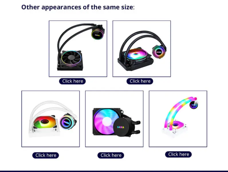 Sama 12cm Aio Cpu Cooler Radiator de cupru Afișaj de apă lichid de răcire Pc Cpu Cooler Rgb Glow cu pompa de zgomot mai mic