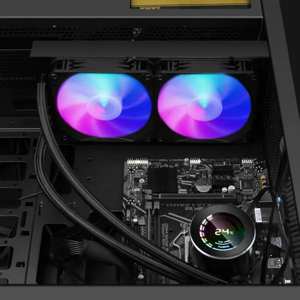 Sama 24cm Aio Cpu Cooler Radiator cupru Afișaj apă lichid de răcire Pc Cpu Cooler Rgb Glow cu afișajul temperaturii computerului