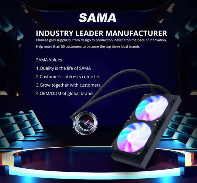 Sama 24cm Aio Cpu Cooler Radiator cupru Afișaj apă lichid de răcire Pc Cpu Cooler Rgb Glow cu afișajul temperaturii computerului