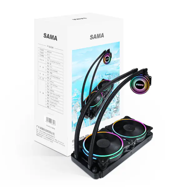Sama 24cm Aio Cpu Cooler Radiator cupru apă lichid de răcire Pc Cpu Cooler Rgb Glow
