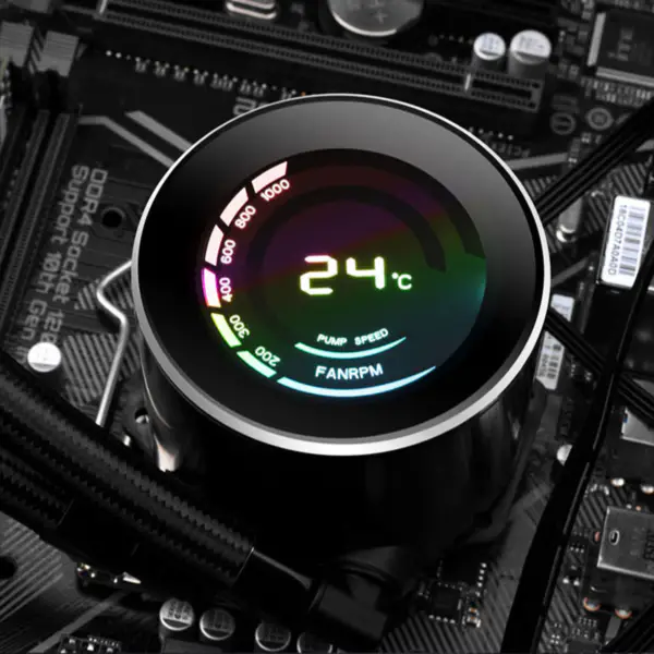Sama 36cm Aio Cpu Cooler Radiator cupru Afișaj apă lichid de răcire Pc Cpu Cooler Rgb Glow cu afișajul temperaturii computerului
