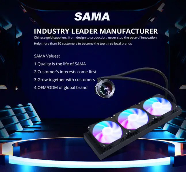 Sama 36cm Aio Cpu Cooler Radiator cupru Afișaj apă lichid de răcire Pc Cpu Cooler Rgb Glow cu afișajul temperaturii computerului