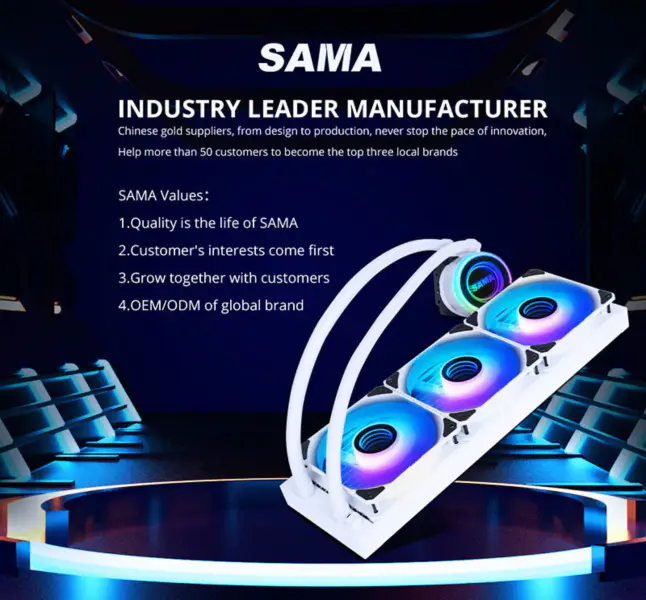 Sama 36cm Aio Cpu Cooler Radiator de cupru Afișaj de apă lichid de răcire Pc Cpu Cooler Rgb Glow cu pompa de zgomot mai mic