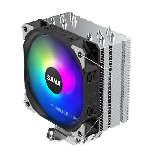 Sama Am4 Am5 Răcitoare de aer Cpu 5 Electroplate Heat Pipes Procesor de răcire 115x/1366/1200/2011/2066/1700 Răcitor de aer