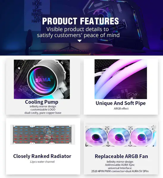 Sama Argb Infinity Mirror Tube 5v Motherboard Sync All In One Pc Cpu Liquid Cooler Water Cooling