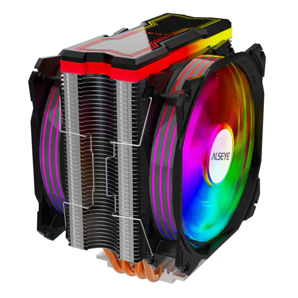 Alseye 120mm ventilator dublu 4 conducte de căldură Rgb Cpu Cooler Aura