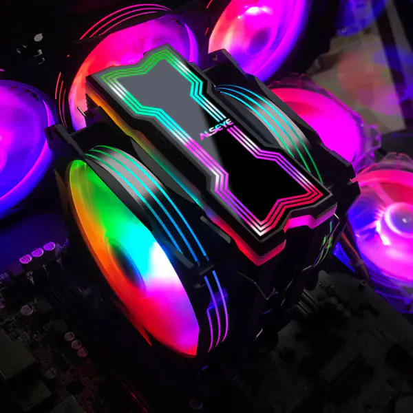 Alseye 120mm ventilator dublu 4 conducte de căldură Rgb Cpu Cooler Aura