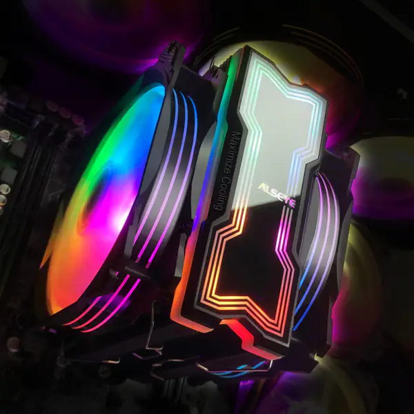 Alseye 120mm ventilator dublu 4 conducte de căldură Rgb Cpu Cooler Aura