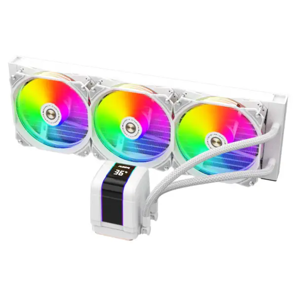 Alseye 360mm White Frame Sync Argb Aio Liquid Cooler cu afișaj de temperatură pentru 12 Gen Cpu