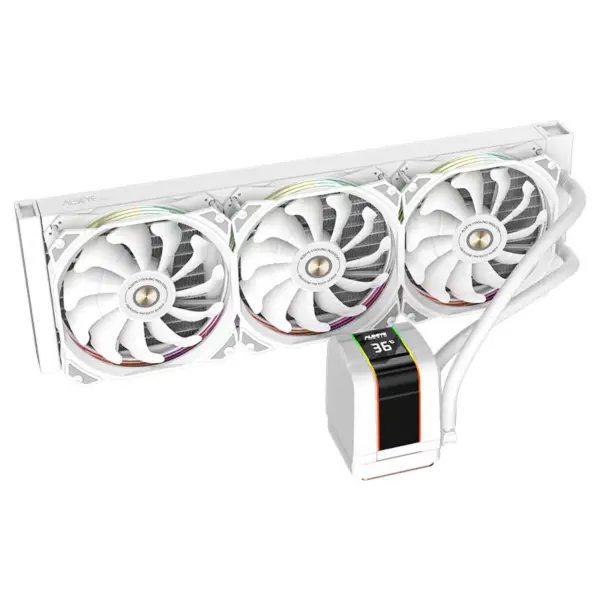 Alseye 360mm White Frame Sync Argb Aio Liquid Cooler cu afișaj de temperatură pentru 12 Gen Cpu