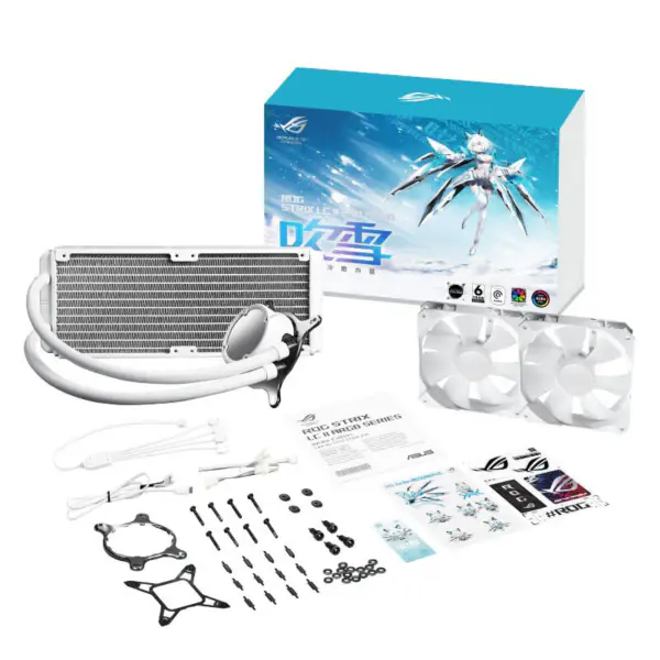 AsUs Rog Strix Lc Ii 240 Argb White Edition 2fans Radiator integrat răcit cu apă Ventilator de răcire Cpu