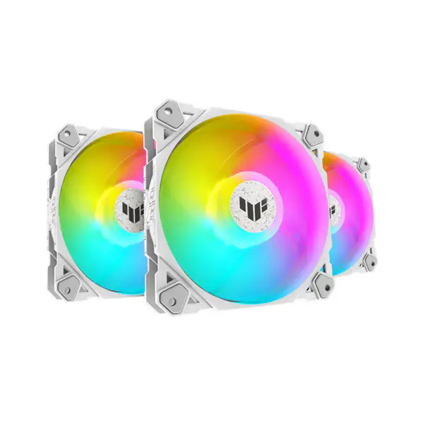AsUs Tuf Gaming White Heroic Light Tf120 Chassis Fan 3 Pcs Argb Fan With Lighting Effect Controller Tuf Gaming Tf120 Argb 3in1